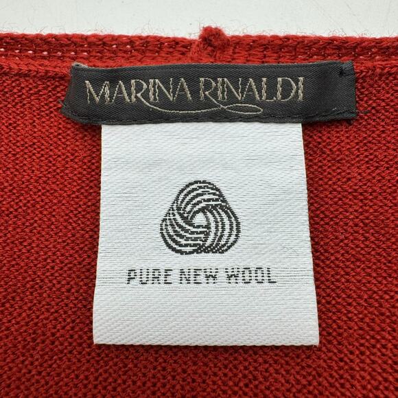 MARINA RINALDI Women's Large Rust Brown 100% New Wool Soft Knit Pullover Sweater - Picture 3 of 8